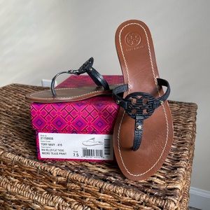 Tory Burch Mini Miller Sandals - 7.5 Navy